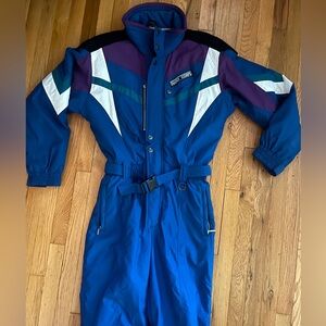VTG HARD CORPS One Piece Ski Suit Snow Large Blue white purple men